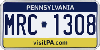PA license plate MRC1308