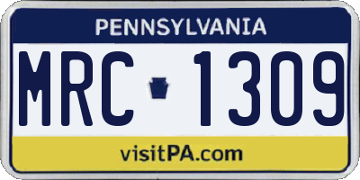 PA license plate MRC1309