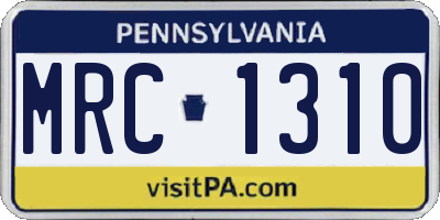 PA license plate MRC1310