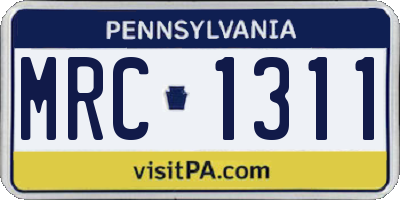 PA license plate MRC1311