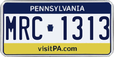 PA license plate MRC1313