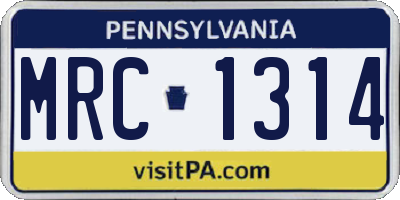 PA license plate MRC1314