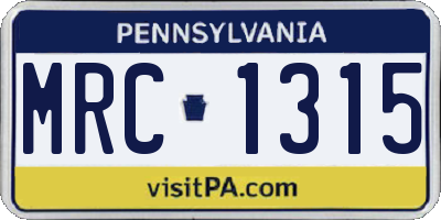 PA license plate MRC1315