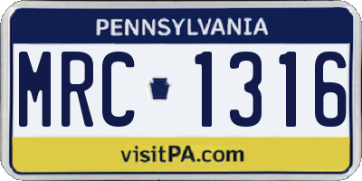 PA license plate MRC1316