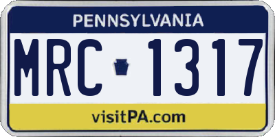 PA license plate MRC1317