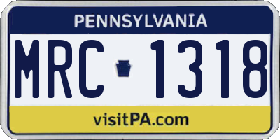 PA license plate MRC1318