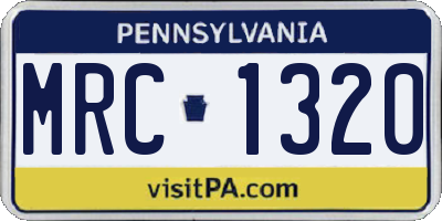 PA license plate MRC1320
