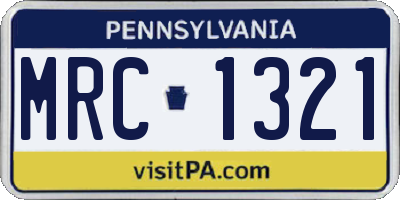 PA license plate MRC1321
