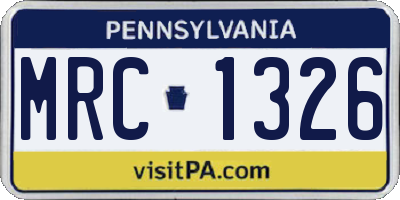 PA license plate MRC1326