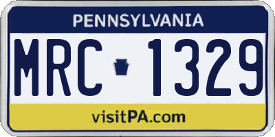 PA license plate MRC1329