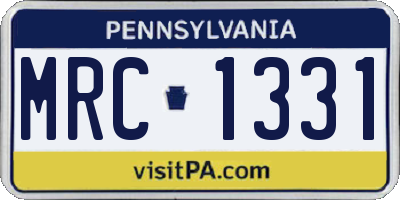 PA license plate MRC1331