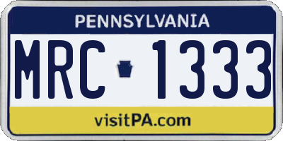 PA license plate MRC1333