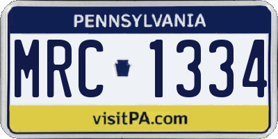 PA license plate MRC1334