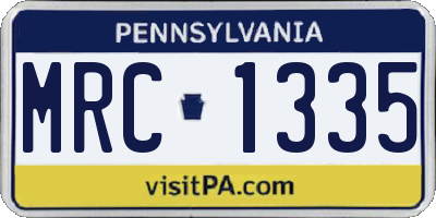 PA license plate MRC1335