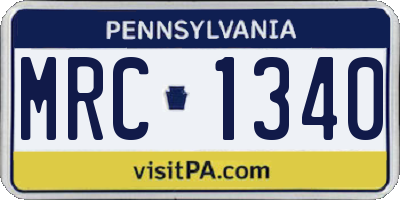 PA license plate MRC1340