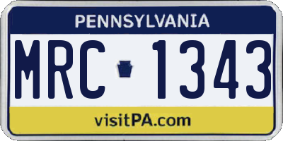 PA license plate MRC1343