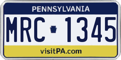 PA license plate MRC1345