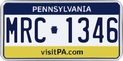 PA license plate MRC1346