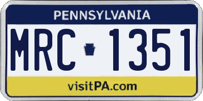 PA license plate MRC1351