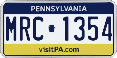 PA license plate MRC1354