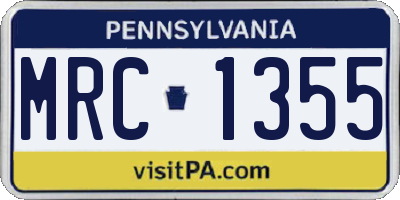 PA license plate MRC1355