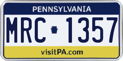 PA license plate MRC1357