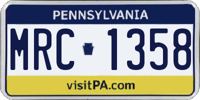 PA license plate MRC1358