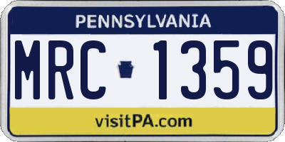 PA license plate MRC1359