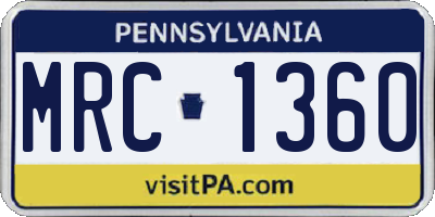 PA license plate MRC1360