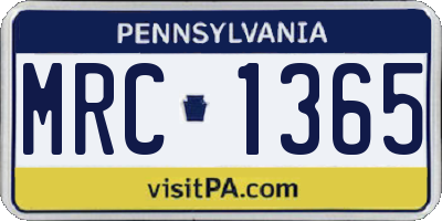 PA license plate MRC1365
