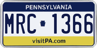 PA license plate MRC1366