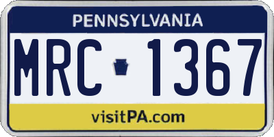 PA license plate MRC1367