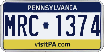 PA license plate MRC1374