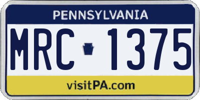 PA license plate MRC1375