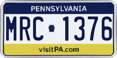 PA license plate MRC1376