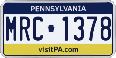 PA license plate MRC1378