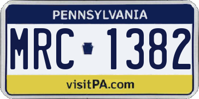 PA license plate MRC1382
