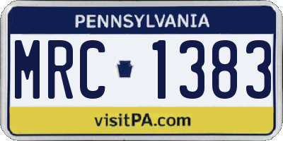 PA license plate MRC1383