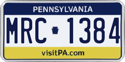 PA license plate MRC1384