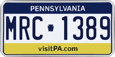 PA license plate MRC1389
