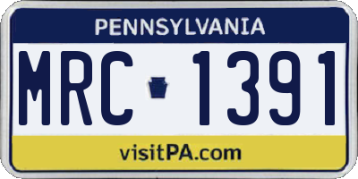 PA license plate MRC1391