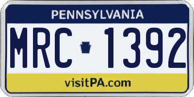 PA license plate MRC1392