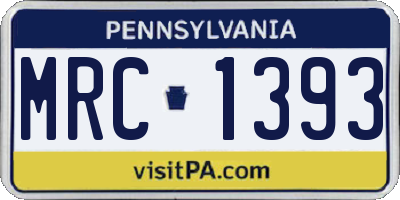 PA license plate MRC1393