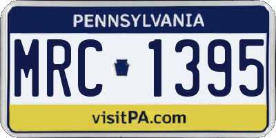 PA license plate MRC1395