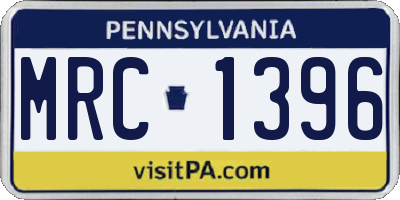 PA license plate MRC1396