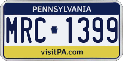 PA license plate MRC1399