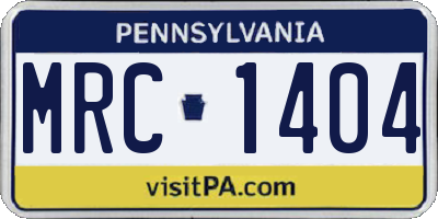 PA license plate MRC1404