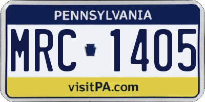 PA license plate MRC1405