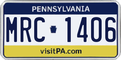 PA license plate MRC1406