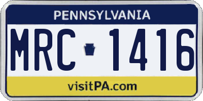 PA license plate MRC1416
